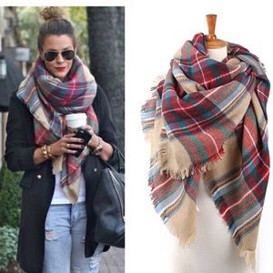 Oversized Plaid Blanket Scarf